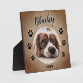 Rustic Paw Print Dog Pet Name and Photo Fotoplaat (Voorkant)