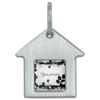 Rustic Paw Print Frame Personalized House-Shaped P Huisdieren Naamplaatje
