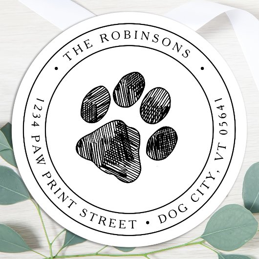Rustic Paw Print Return Address Label