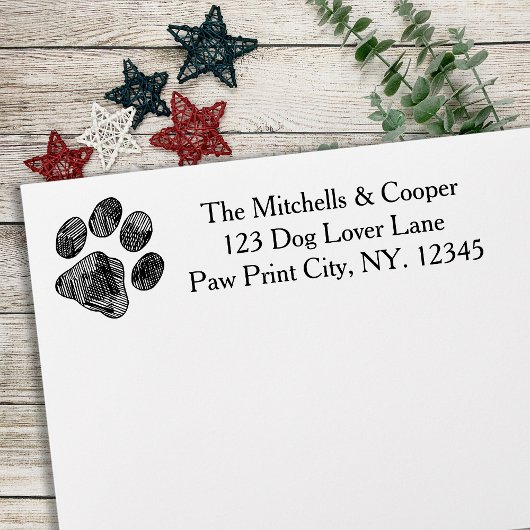 Rustic Paw Print Return-adres Zelfinktende Stempel