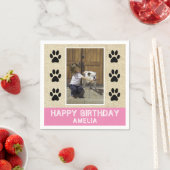 Rustic Paw Prints Kinder naam Foto Birthday Party Servet (Insitu)