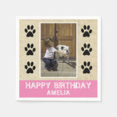 Rustic Paw Prints Kinder naam Foto Birthday Party Servet (Voorkant)