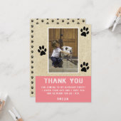 Rustic Paw Prints Roze Verjaardag Foto Dank u Kaart (Voorkant / Achterkant in situ)