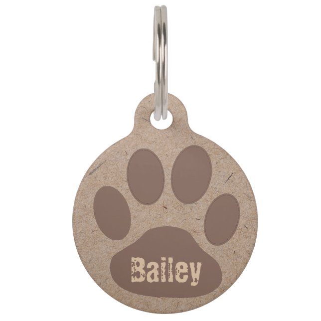 Rustic Paws gepersonaliseerd Huisdierpenning (Voorkant)