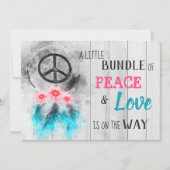 ** Rustic Peace Love Hippy Neutraal Baby shower Kaart (Voorkant)
