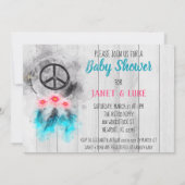 ** Rustic Peace Love Hippy Neutraal Baby shower Kaart (Achterkant)
