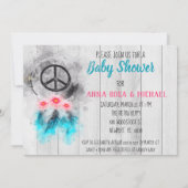 *~* Rustic Peace & Love Hippy Neutral Baby shower Kaart (Achterkant)