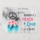*~* Rustic Peace & Love Hippy Neutral Baby shower Kaart (Voorkant / Achterkant)