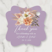 Rustic Peach Bloemen Huwelijksgunst Label (Achterkant)