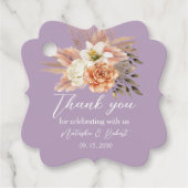Rustic Peach Bloemen Huwelijksgunst Label (Voorkant)
