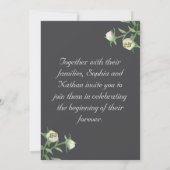 Rustic Peach Bloemen Huwelijksuitnodiging Groen Kaart (Achterkant)