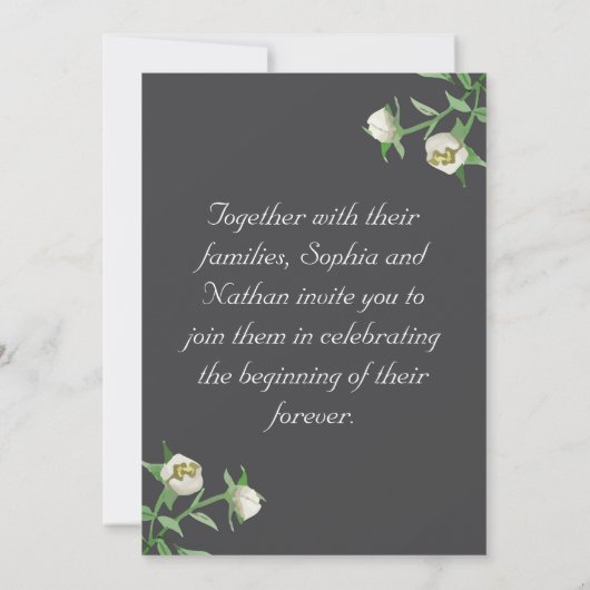 Rustic Peach Bloemen Huwelijksuitnodiging Groen Kaart (Achterkant)