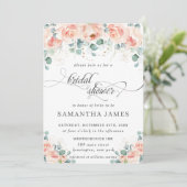 Rustic Peach Bloemen Rozen Groen Vrijgezellenfeest Kaart (Staand voorkant)