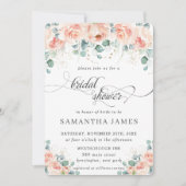 Rustic Peach Bloemen Rozen Groen Vrijgezellenfeest Kaart (Voorkant)