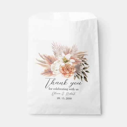 Rustic Peach Bloemen Wedding Favoriet Tas Bedankzakje (Voorkant)