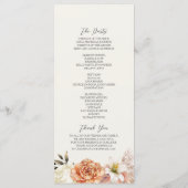 Rustic Peach Boho Floral Wedding Programma Programmakaart (Achterkant)