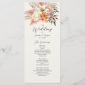 Rustic Peach Boho Floral Wedding Programma Programmakaart (Voorkant)
