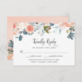 Rustic Peach Botanic Floral RSVP met Maaltijdkeuze (Voorkant / Achterkant)