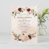 Rustic Peach Bourgondië Pumpkins Herfst Vrijgezell Kaart (Staand voorkant)