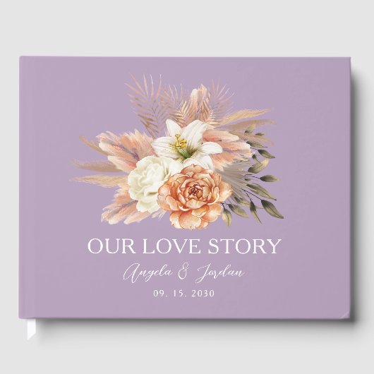 Rustic Peach bruiloft gastenboek (Voorkant)