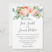 Rustic Peach Coral Garden Rozen Floral Wedding Kaart (Voorkant)