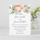Rustic Peach Coral Garden Rozen Floral Wedding Kaart (Staand voorkant)