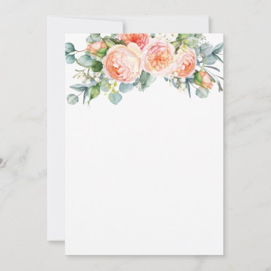 Rustic Peach Coral Garden Rozen Floral Wedding Kaart (Achterkant)