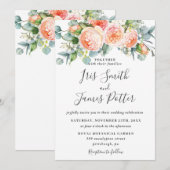 Rustic Peach Coral Garden Rozen Floral Wedding Kaart (Voorkant / Achterkant)