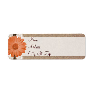 Rustic Peach Daisy Flower Return-adreslabels Etiket