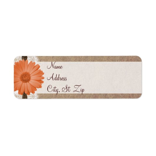 Rustic Peach Daisy Flower Return-adreslabels Etiket (Voorkant)