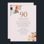 Rustic Peach Floral 90th Birthday Invite Kaart<br><div class="desc">Rustic Peach Floral 90th Birthday Nodig Grote toevoeging aan uw 90th Birthday Party uit deze uitnodiging kan worden gepersonaliseerd en in diverse formaten worden aangepast. Zie bijpassend sticker Design met dank aan www.createthecut.com</div>