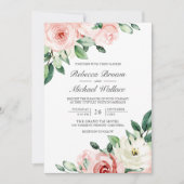 Rustic Peach Floral Photo Collage QR Code Weddensc Kaart (Voorkant)