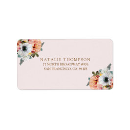 Rustic Peach Floral Return-adreslabel Etiket