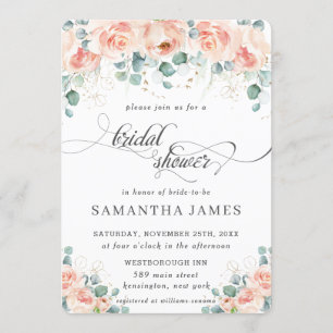 Rustic Peach Floral Rozen Greenery Vrijgezellenfee Kaart