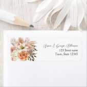 Rustic Peach Floral Wedding Retour Adres Label (Insitu)