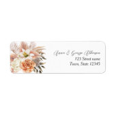 Rustic Peach Floral Wedding Retour Adres Label (Voorkant)