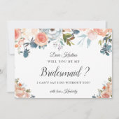 Rustic Peach Floral zal je mijn Bridesmaid zijn Kaart (Voorkant)