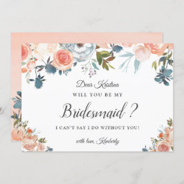 Rustic Peach Floral zal je mijn Bridesmaid zijn Kaart