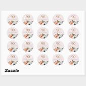  Rustic Peach Flower 90th Birthday Party Ronde Sticker (Vel)