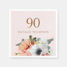  Rustic Peach Flower 90th Birthday Party