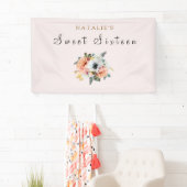 Rustic Peach Flower Sweet 16 Banner (Insitu)