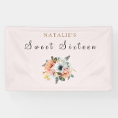  Rustic Peach Flower Sweet 16 Banner (Horizontaal)