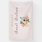 Rustic Peach Flower Sweet 16 Banner (Verticaal)