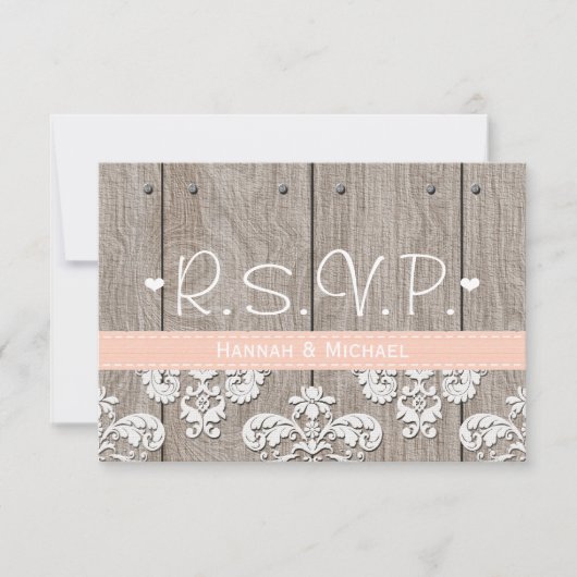 Rustic Peach Hydrangea Wedding RSVP-reactiekaart RSVP Kaartje (Voorkant)