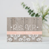 Rustic Peach Hydrangea Wedding RSVP-reactiekaart RSVP Kaartje (Staand voorkant)