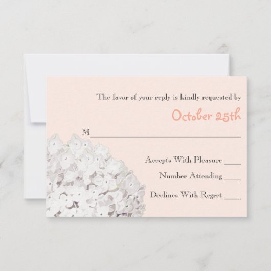 Rustic Peach Hydrangea Wedding RSVP-reactiekaart RSVP Kaartje (Achterkant)