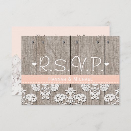 Rustic Peach Hydrangea Wedding RSVP-reactiekaart RSVP Kaartje (Voorkant / Achterkant)