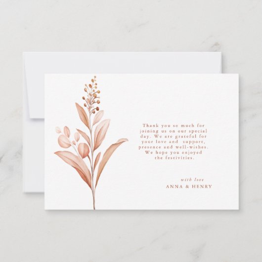 Rustic Peach Leaves Bouquet Wedding Bedankkaart (Achterkant)