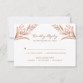 Rustic Peach Leaves Bouquet Wedding RSVP Kaartje (Voorkant)