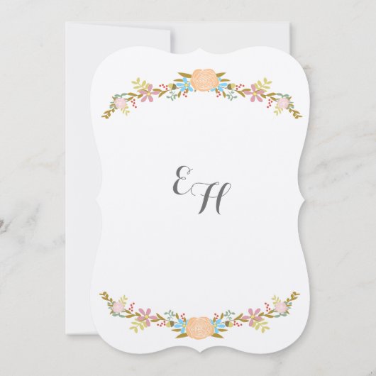 Rustic Peach Pink Aqua die Cut Garland Wedding Kaart (Achterkant)